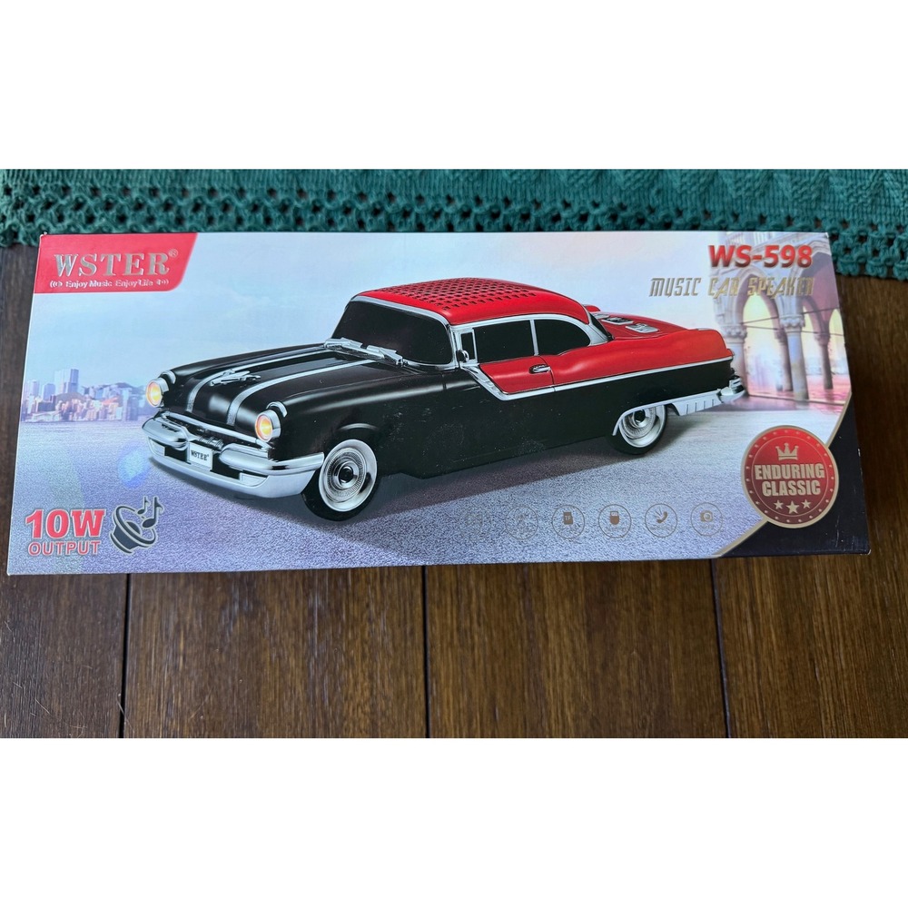 WSTER WS 598 Retro Car Music Speaker Bluetooth 10W Output Black Red